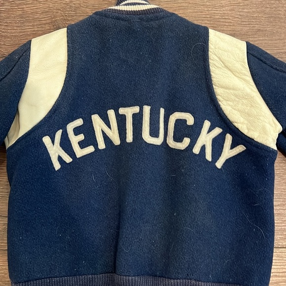 Vintage 50s Toddler Kentucky Letterman Jacket Wool Leather Lined Snap Pockets 3 - Picture 4 of 5